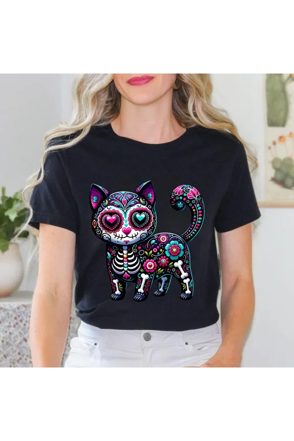 Vintage Dia De Los Muertos Cinco De Mayo Cat Sugar Men T-Shirt S-5XL - Trending Birrthday Tee Gifts Vintage Tee -Birthday Gifts, Vintage Birthday Gift