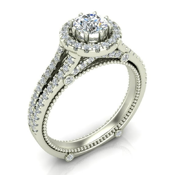 Vintage Diamond Rings Engagement Rings for Women 1 CT 14K White Gold (F,VS1)