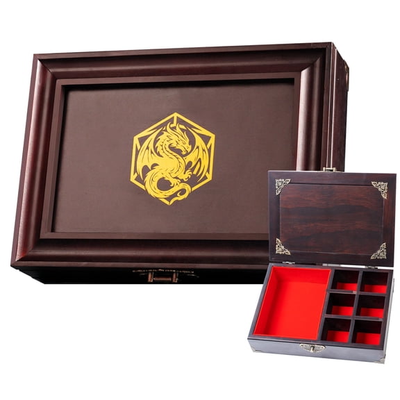 Soar Forge Dice Storage Box, Vintage Dice Tray & Rolling, D20 Dragon Design