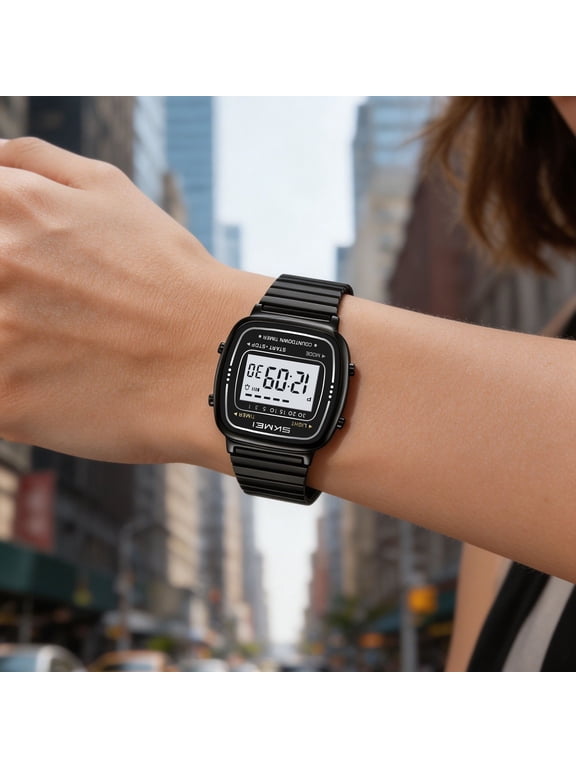 Vintage Digital Watch Men Women, Retro Style Stainless Steel Strap Electronic Wristwatch, Classic Alarm Date Daily Casual Watch, Waterproof 30M Sport Field Watch, 80s 90s Aesthetic