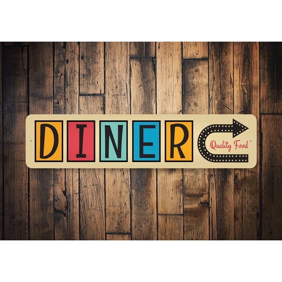 Vintage Diner 1920 Diner Sign Diner Decor Kitchen Sign Old Kitchen Decor Moms Kitchen Restaurant - Decorations - Size: 16 x 4 Inches