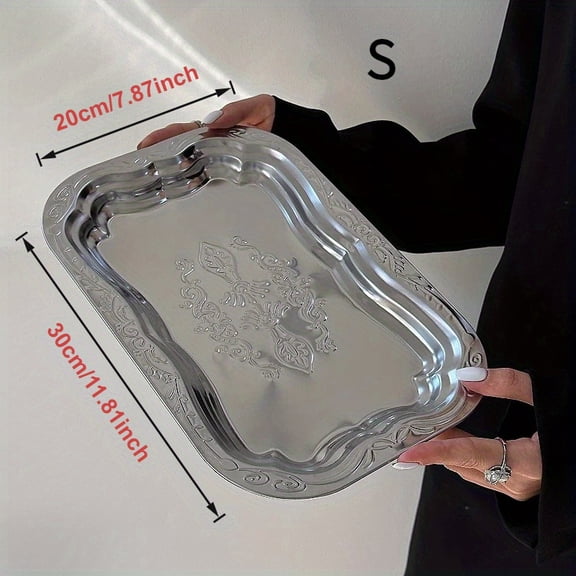 [Vintage Dining Plate] Stainless Steel Auspicious Flower Plate, Vintage Dining Plate, Cafeteria Fruit Platter, Canteen Restaurant Dish, Outdoor Camping Supplies, Picnic Tableware