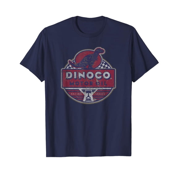 Vintage Dinosaur Graphic Dinoco Motor Oil T-Shirt for Retro Style Enthusiasts