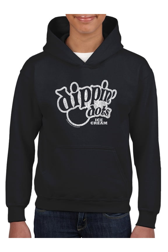 Vintage Dippin' Dots Logo Graphic Youth's Hoodie Tee - Ice Cream Lovers Graphic Youth's Hoodie