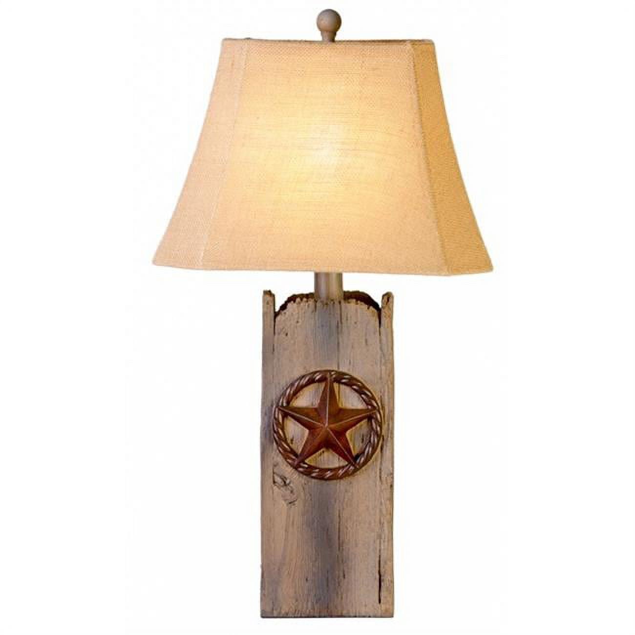 30" Reclaimed Wood Star Table Lamp with Burlap Shade