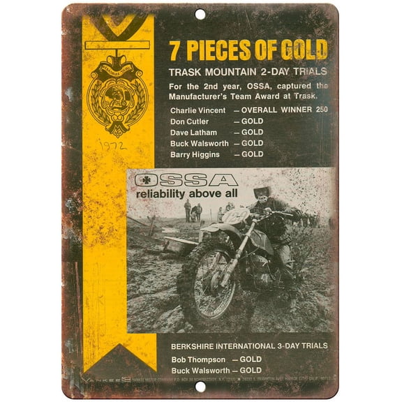 Vintage Dirt Bike Advertisement - Retro Look Metal Sign - Jumbo 10" x 14" - A385