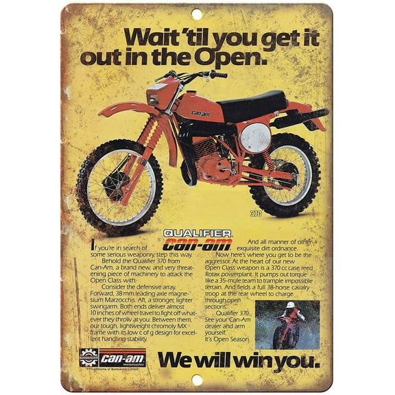 Vintage Dirt Bike Advertisement - Retro Look Metal Sign - Jumbo 10" x 14" - A388