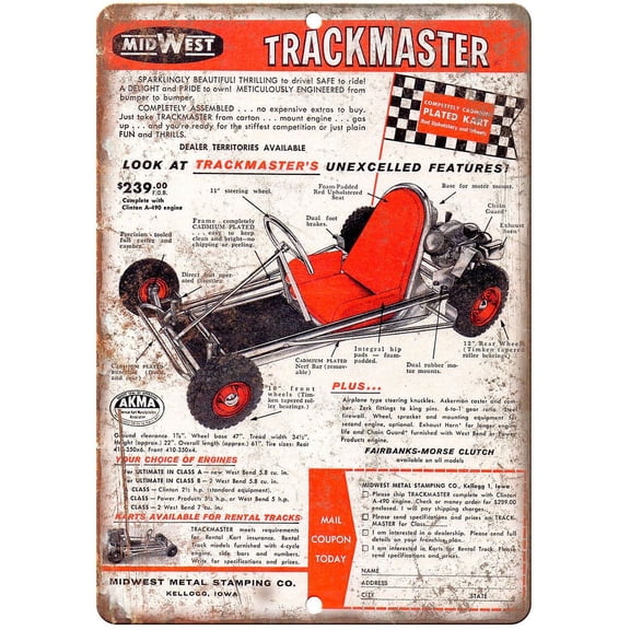 Vintage Dirt Bike Advertisement - Retro Look Metal Sign - Jumbo 10" x 14" - A468