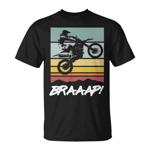 Vintage Dirt Bike Brap Braap Braaap Motocross Racing Retro Off-Road Motorcycle Rider Biker Adventure T-Shirt, Size XL, Color Black