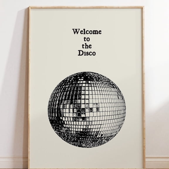 Vintage Disco Ball Print, Minimalist Retro Wall Art, Unframed Paper Poster 8x10in