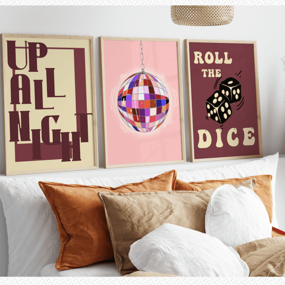 Vintage Disco Party 70s Retro Poster Set Set 3 , Poster Only