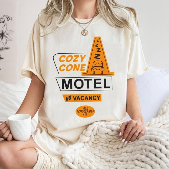 Vintage Disney Cars Shirt, Cars Cozy Cone Motel No Vacancy T-shirt, Comfort Colors Tee, Birthday Gift Shirts, Disneyland Family Trip, Ivory Color, Size 3XL