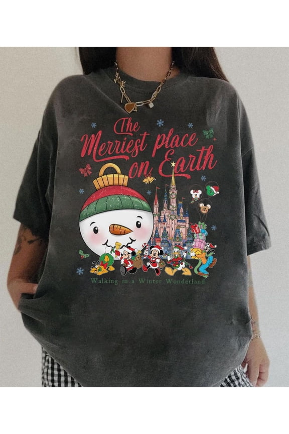 Vintage Disney Epcot Christmas Shirt, The Merriest Place On Earth - Walking In A Winter Wonderland Tee