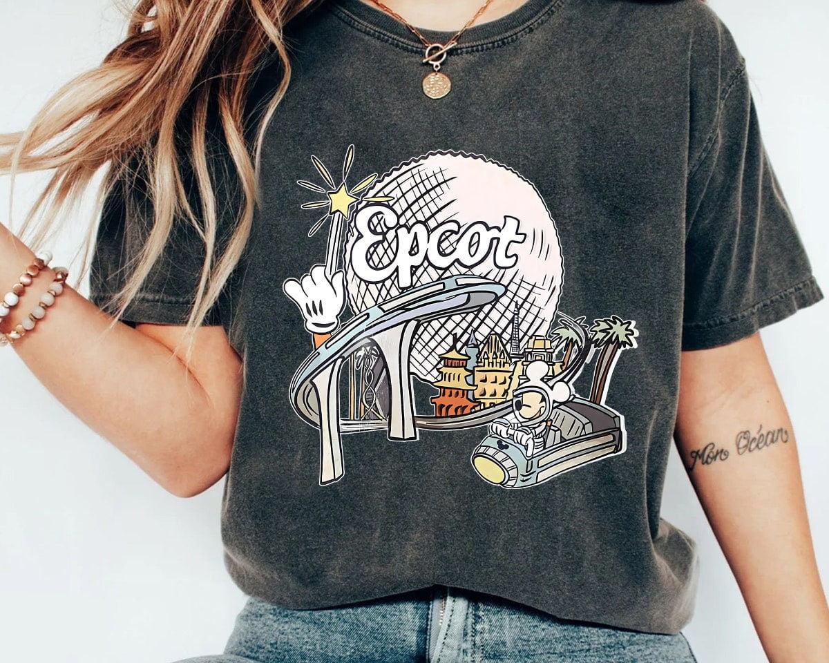 Vintage Disney Epcot Shirt Disney Epcot Sweatshirt Mickey And Friends Sweatshirt Comfort Colors Shirt Size L Tee True Navy New Walmart