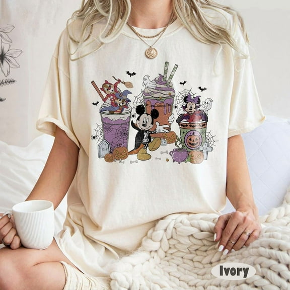 Vintage Disney Fall Coffee Shirt, Halloween Mickey Minnie Pumpkin Spice Latte Shirt, Pumpkin Coffee Lover Shirt, Disney Halloween Shirt,XL Color,Size 1
