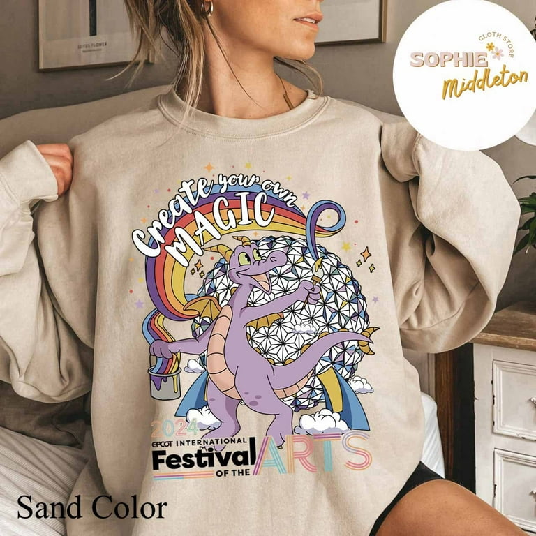 Vintage Disney Figment Dragon Shirt Create Your Own Magic Epcot 2024 Arts Festival Crewneck Sweatshirt Size 2Xl Tee Sand New Walmart