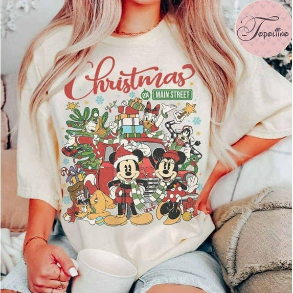 Vintage Disney Holiday On Main Street Shirt, Mickey Minnie Very Merry Holiday Party 2025 Shirt, Disney Holiday Trip 2025 Shirt, S-5XL Shirt