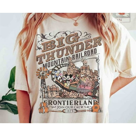 Vintage Disney Mickey And Friends Big Thunder Mountain Railroad Comfort Colors Shirt, The Wildest Ride In The Wilderness T-shirt, Wdw Magic Kingdom Tee,Violet color,size M