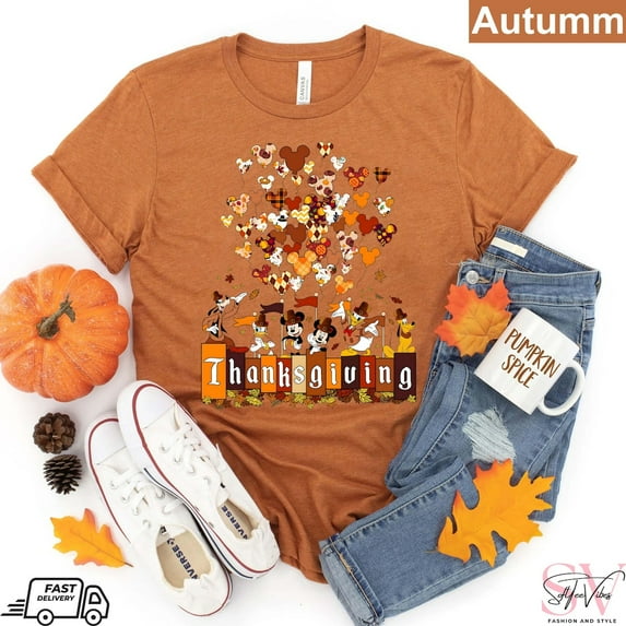 Vintage Disney Mickey And Friends Thanksgiving Shirt, Disney Family Thanksgiving Shirt, Disney Girl Trip Thanksgiving Turkey Day Fall, S-5XL Shirt