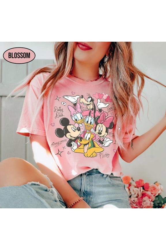Vintage Disney Mickey and Friends Valentine’s Day Shirt, Disneyland Couple & Family Matching Tee, Disney Castle Romantic Gift Tee