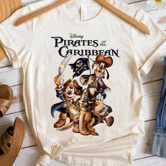 Vintage Disney Pirates of the Caribbean Mickey Donald Goofy T-shirt Disneyland