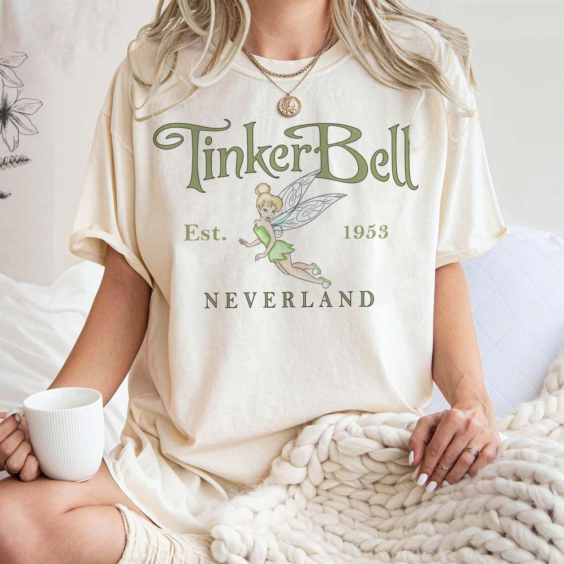 Vintage Disney Tinker Bell Comfort Colors T-Shirt, Tinkerbell 1953  Neverland, Peter Pan, Fairy Magical, Disneyworld Shirt,Ivory color,size M -  Walmart.com, image size:1140x1140