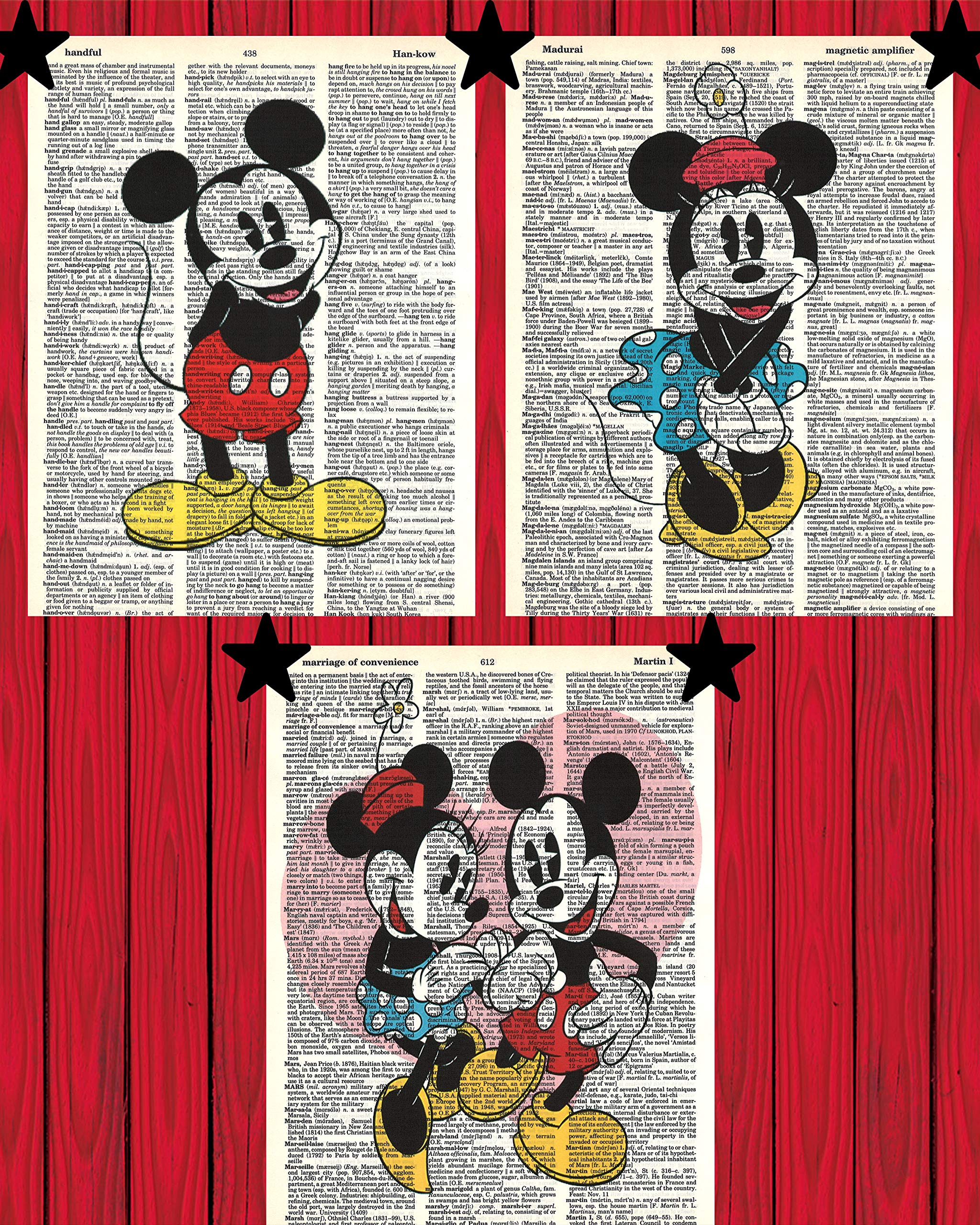 Vintage Disney Wall Art YPF5 Set of (3) Mickey Mouse Minnie Mouse