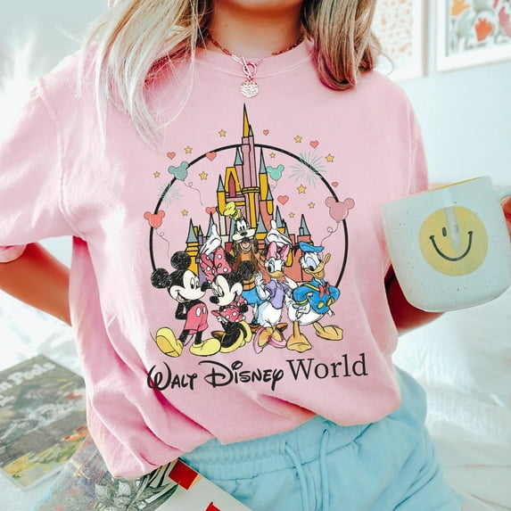 Vintage Disney Walt Disney World Shirt, Mickey And Friends Walt Disney World Shirt, Comfort Colors Shirt, Size 4Xl, Tee Ivory New
