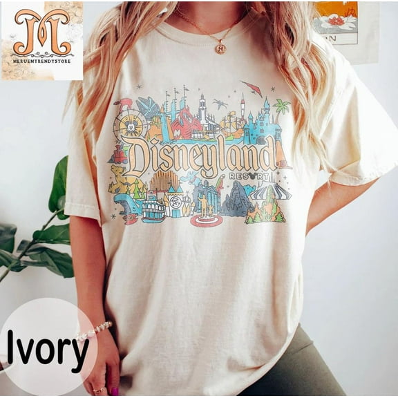 Vintage Disneyland Resort Comfort Colors T-Shirt, Retro Disneyland Parks, Magic Kingdom Shirt, Disneyworld, Disney Family,Ivory color,size M