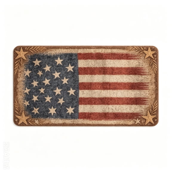 Vintage Distressed American Flag Floor Mat Rustic Patriotic Doormat