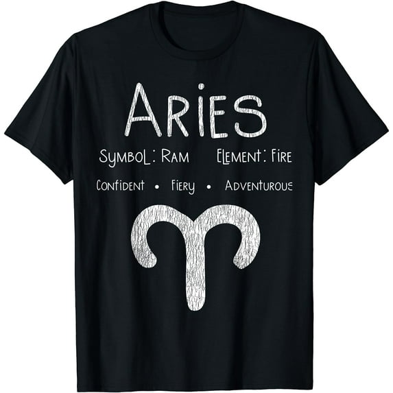 Vintage Distressed Aries Symbol Zodiac Sign Birthday Gift T-Shirt