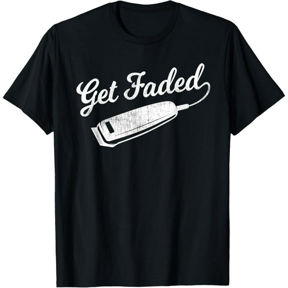 Vintage Distressed Barber T-Shirt - Get Faded Script Tail Te T-ShirtMen and women, Black T-shirt, size: Extra large