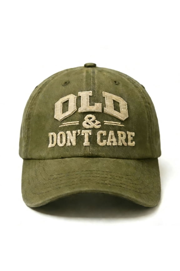 Vintage Distressed Baseball Cap, Embroidered Retro Dad Hat for Men Women Army Green One Size