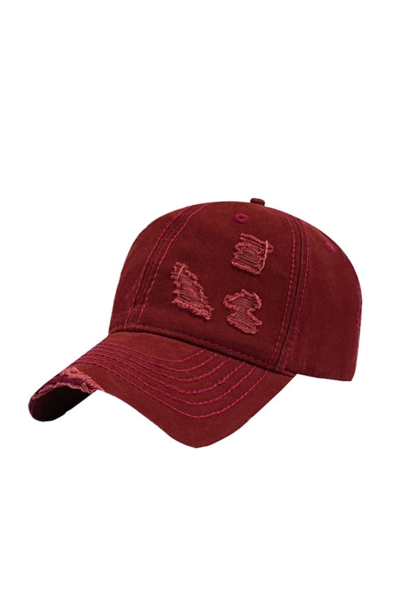 Vintage Distressed Baseball Cap - KLOY2K Washed Cotton Dad Hat Adjustable Trucker Unisex Casual Profile,Red,One Size