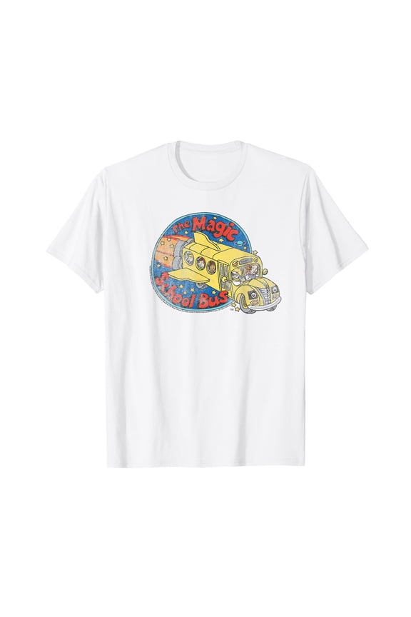 Vintage Distressed Cartoon Bus Logo T-Shirt for Fun and Creative Style