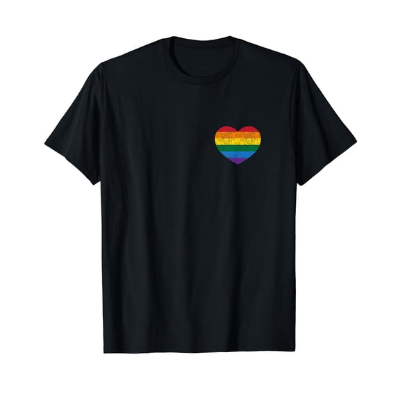 Vintage Distressed Gay Pride Heart T-shirt (gay flag shirt)