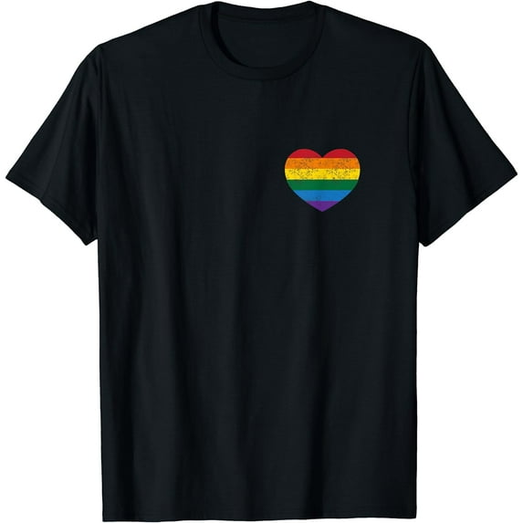 Vintage Distressed Gay Pride Heart T-shirt (gay flag shirt)
