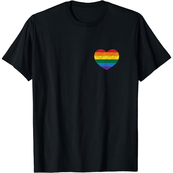 Vintage Distressed Gay Pride Heart T-shirt (gay flag shirt)