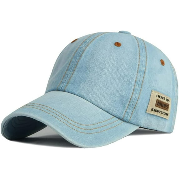 Vintage Distressed Jean Hat, Light Acid Washed Denim, Adjustable Clip for Universal Fit