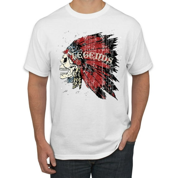 Vintage Distressed Legends Skull Pop Culture Men's Graphic T-Shirt, White, 4XL
