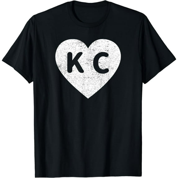 Vintage Distressed Love Kansas City KC Heart Print T-Shirt