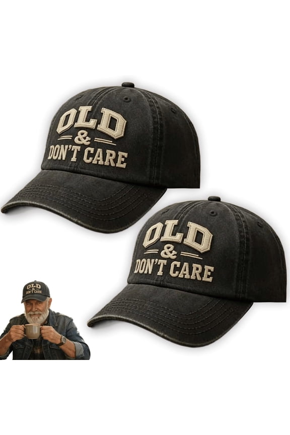 Vintage Distressed Old & Don’T Care Cap,Old & Don't Care Hat,Cotton Dad Hat,Fun Adjustable Trucker Hats for Men Women