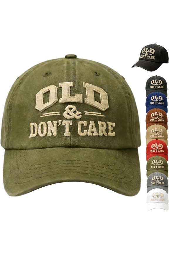 Vintage Distressed Old & Don’t Care Classic Dad Hat, Unisex Adjustable Classic Baseball Cap for Men Women, Retro Retirement Gift