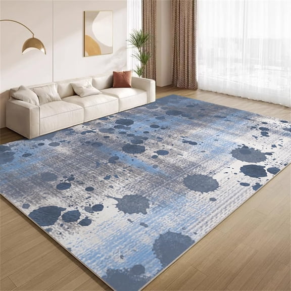 Vintage Distressed Paint Splatter Area Rugs, Grunge Blue Carpet, Washable Non Slip Low Pile Soft Rug for Living Room Bedroom Room Decor Mat 2x3ft
