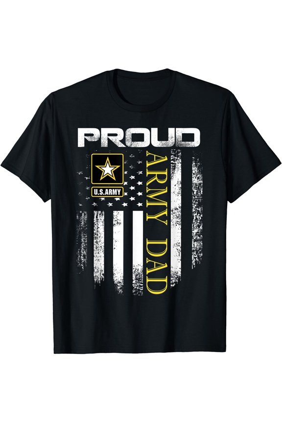 Vintage Distressed Proud U.S. Army Dad American Flag Design T-Shirt Patriotic Apparel Gift
