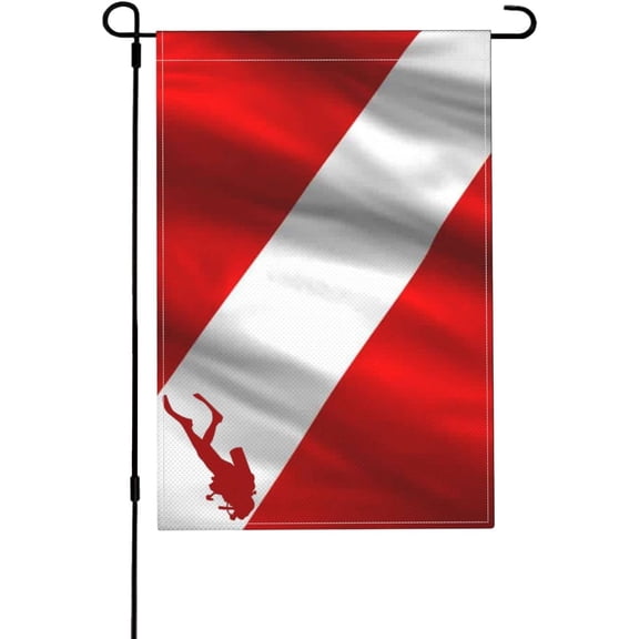 Vintage Diver Down Garden Flag, Double Sided Outdoor Scuba Diving Porch Flag, 12 x 18 Inches