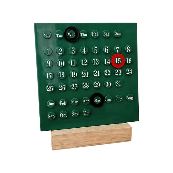 Vintage Diy Hoop Perpetual Calendar Countdown Calendar Cute Desk Calendar Desktop Ornaments Green