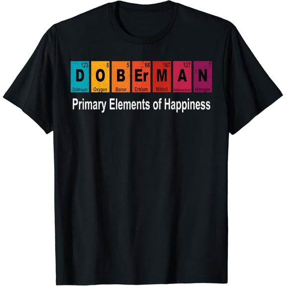 Vintage Doberman Dog Science Teacher Funny Periodic T-Shirt