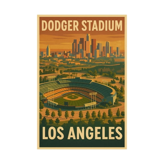 Vintage Dodger Stadium Matte Vertical Poster, LA Baseball Wall Art, Retro Travel Decor, Sports Fan Gift, Memorabilia Print 8x12 UNFRAMED