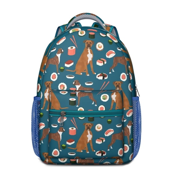 Vintage Dog Artwork School Bag - Spacious Main Compartment & Front Zip Pocket